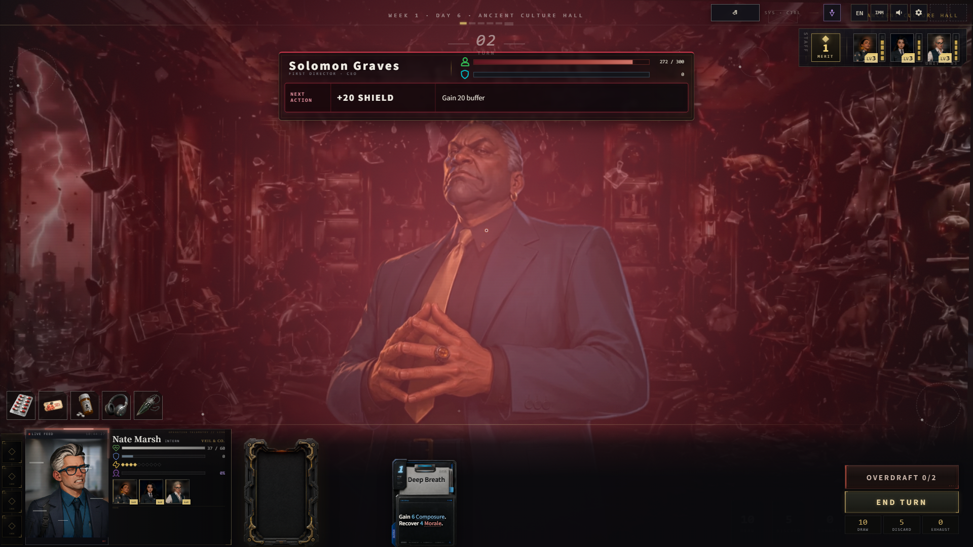 Solomon Graves boss fight with the complete combat arena and interface