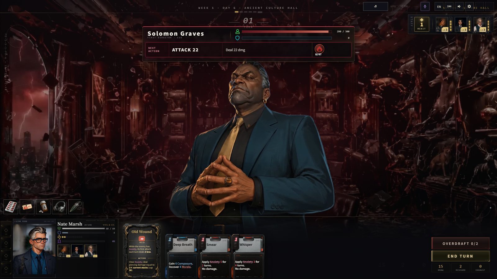 Solomon Graves executive boss fight in VEIL & CO.'s archival hall