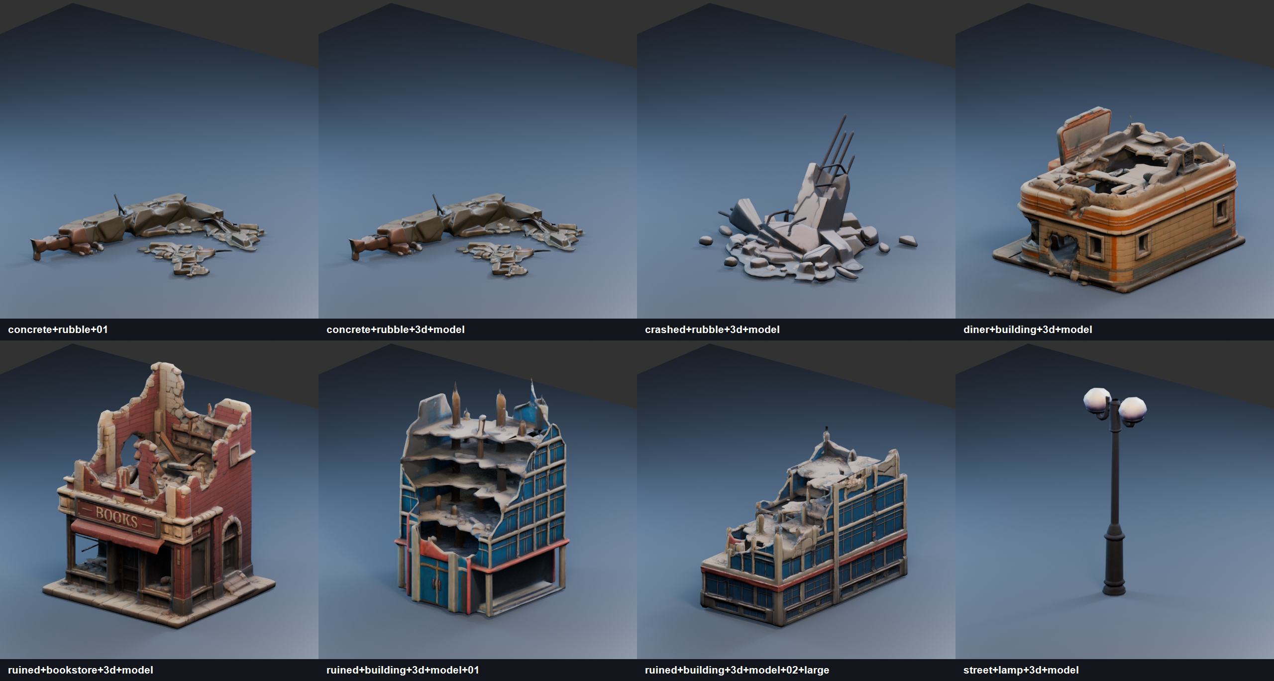 AI-generated environment asset contact sheet