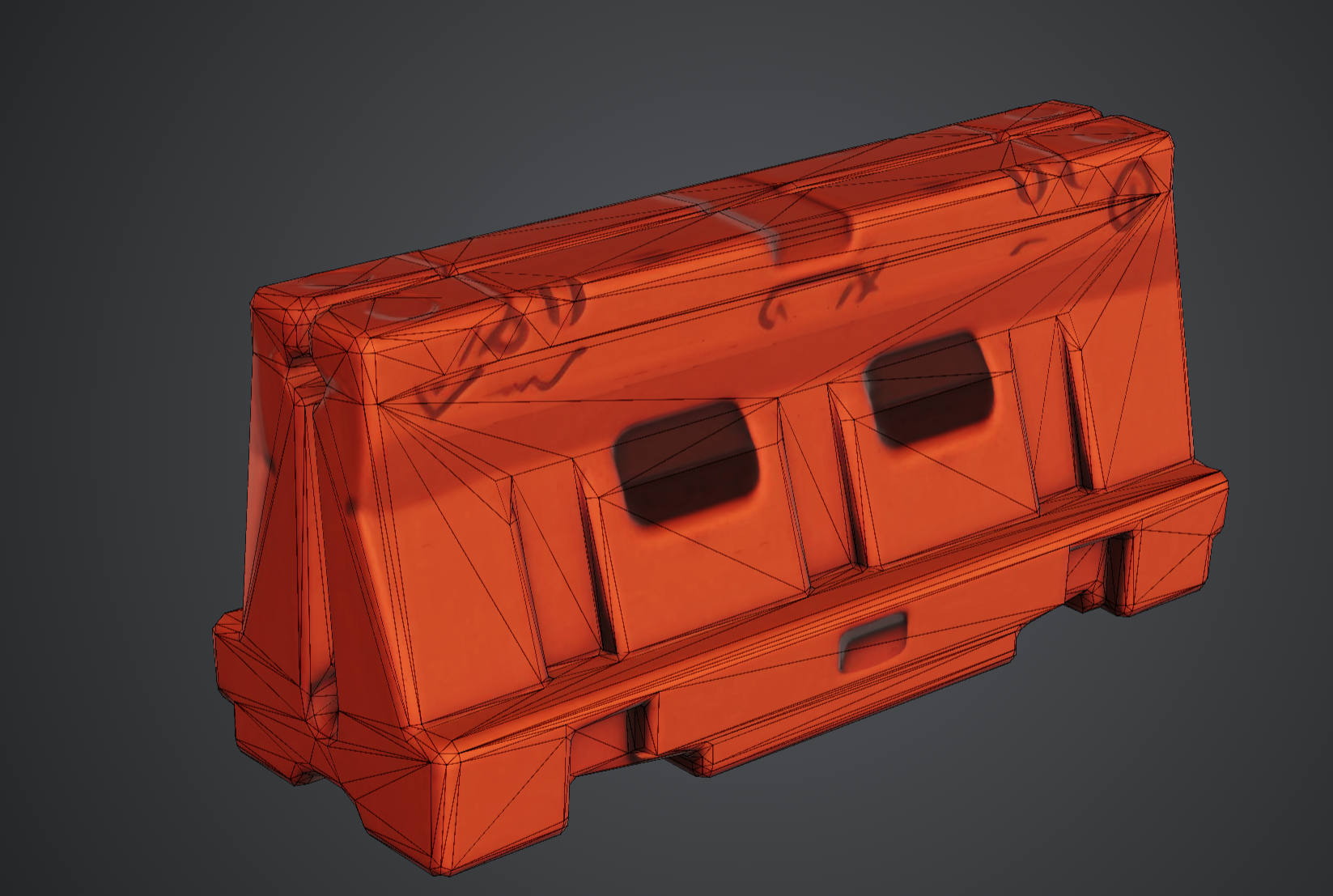 Complete wireframe view of the road barrier