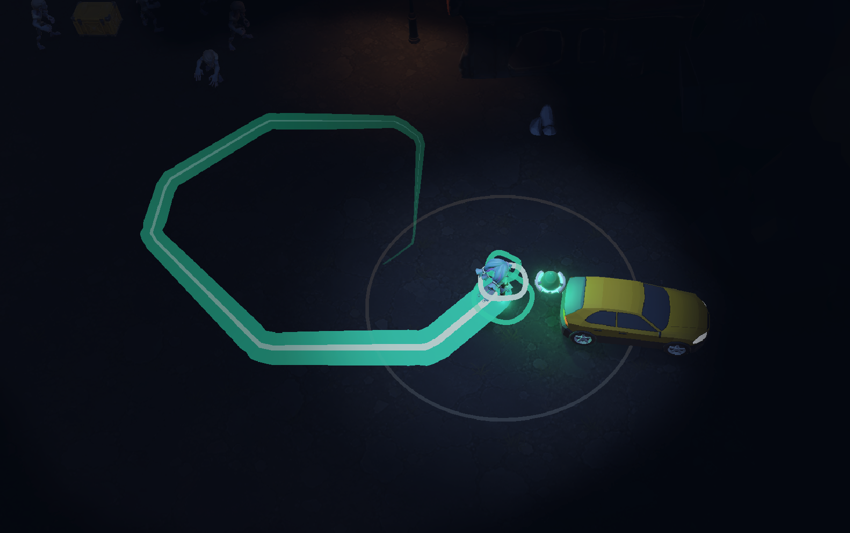 Refined runtime visual with a restrained cyan movement trail